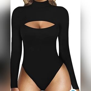 Mock neck cutout front bodysuit.